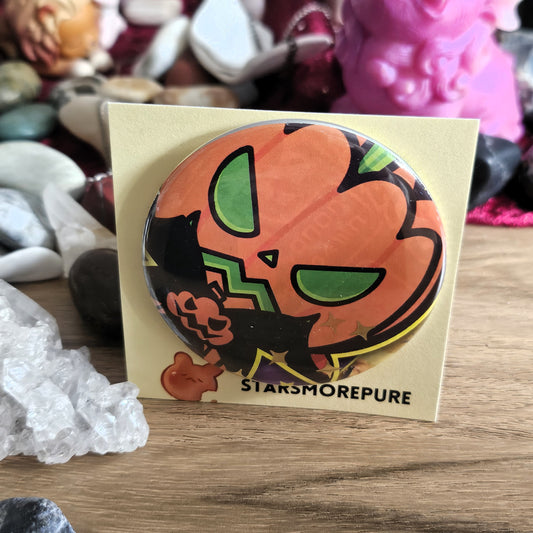 Pumpkin head - 2.25" can badge